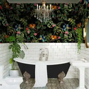 Vintage Tropical Birds Jungle - Black
