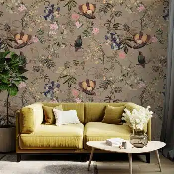 Vintage Tropical Birds Jungle - Brown