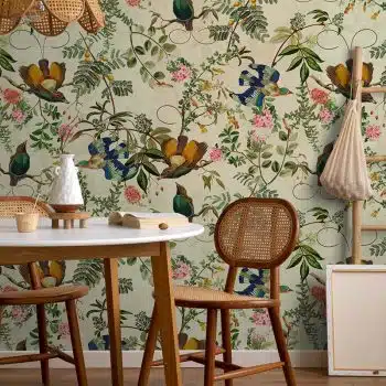 Vintage Tropical Birds Jungle - Sage