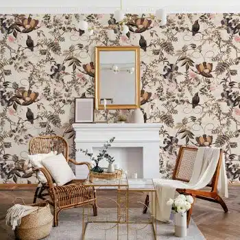 Vintage Tropical Birds Jungle - Sepia