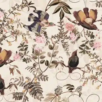 Vintage Tropical Birds Jungle - Sepia
