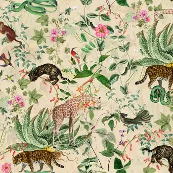 Vintage Wild Animals Jungle - Cream
