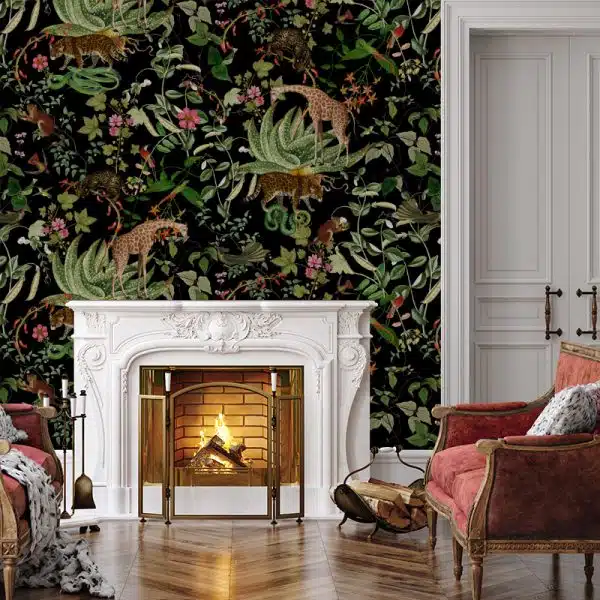 Vintage Wild Animals Jungle - Night