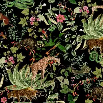 Vintage Wild Animals Jungle - Night